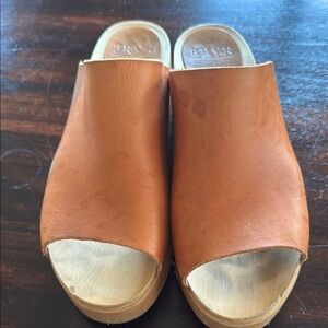 BRYR Tan Leather Slides/ Clogs